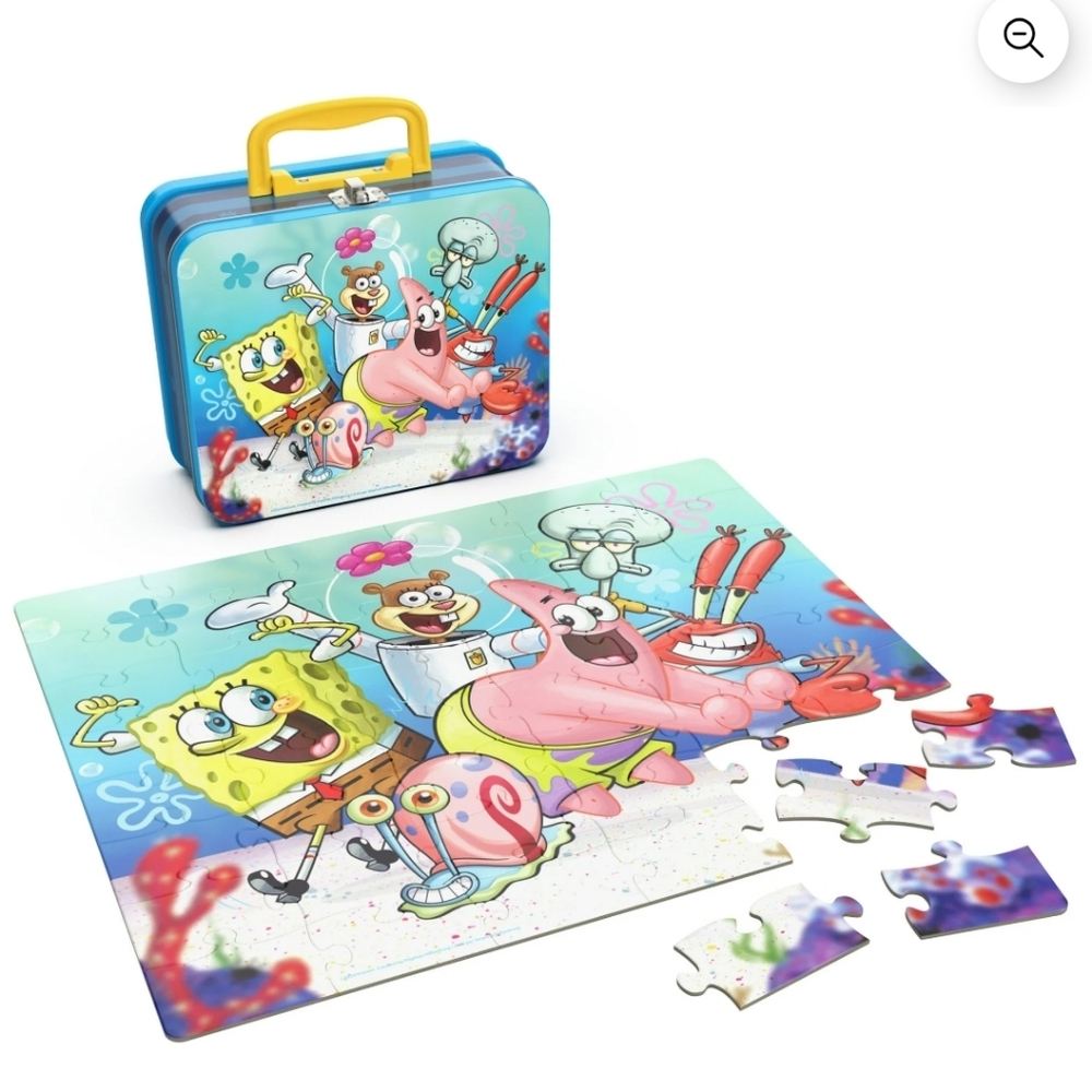 Nickelodeon SpongeBob SquarePants Puzzle Tin - Blue and Pink - Picture 8 of 12